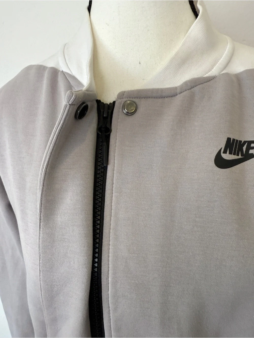 Nike Tech Size XS Fleece Bomber Jacket Pink Gray Women's
